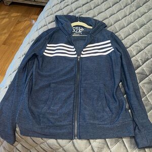 Boys SZ 14 CHASER blue and white super soft zip up hooded sweatshirt